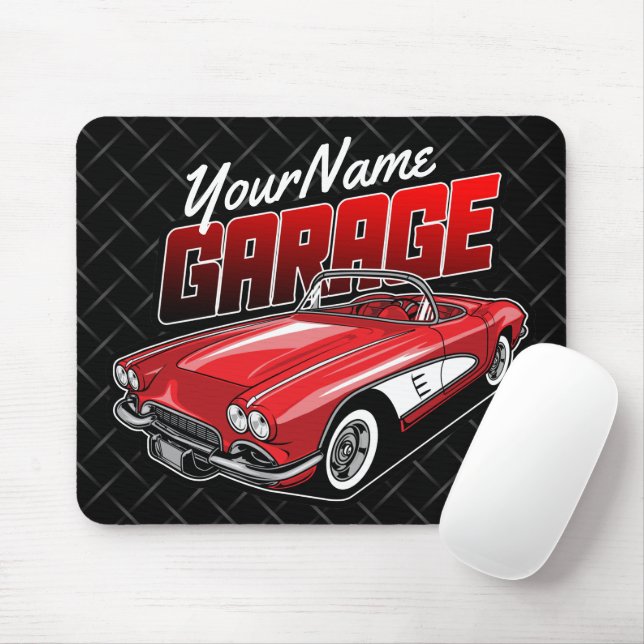 Personalisiert 1961 Red Classic Sports Car Garage Mousepad (Mit Mouse)