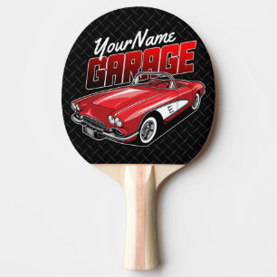 Personalisiert 1961 Red Classic Sports Car Garage Tischtennis Schläger