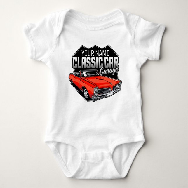 Personalisiert 1966 Konvertible Classic Car Garage Baby Strampler (Vorderseite)