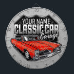 Personalisiert 1966 Konvertible Classic Car Garage Dartscheibe<br><div class="desc">Personalisiert 1966 Red Classic Muscle Car Garage Design - Mit einer hellen roten,  heißen Konvertible Ziege - Mit Ihrem Namen und individuellem Text anpassen!</div>