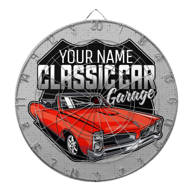 Personalisiert 1966 Konvertible Classic Car Garage Dartscheibe (vorne)