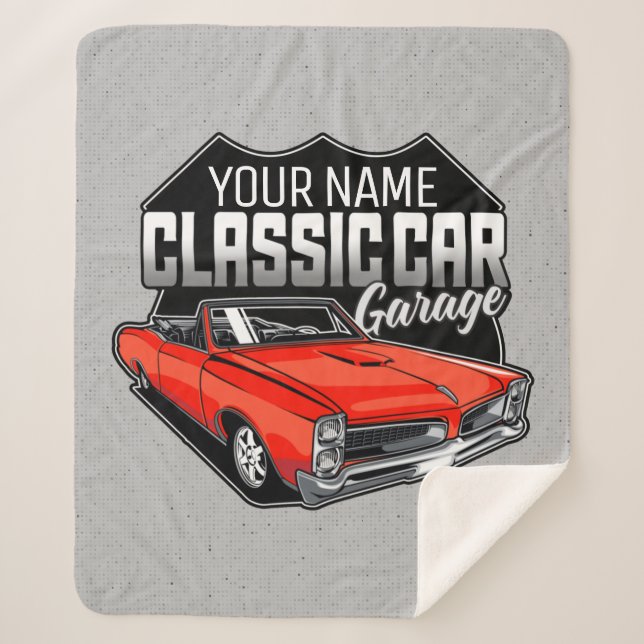 Personalisiert 1966 Konvertible Classic Car Garage Sherpadecke (Vorderseite)
