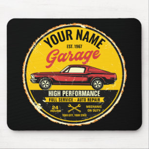 Personalisiert 1967 Fastback Red Classic Car Garag Mousepad