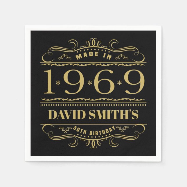 Personalisiert 1969 50. Geburtstag Serviette (Vorderseite)