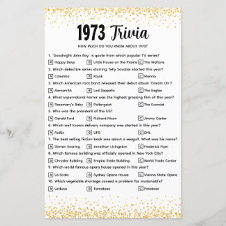 Personalisiert 1973 Trivia Quiz für Goldene Hochze