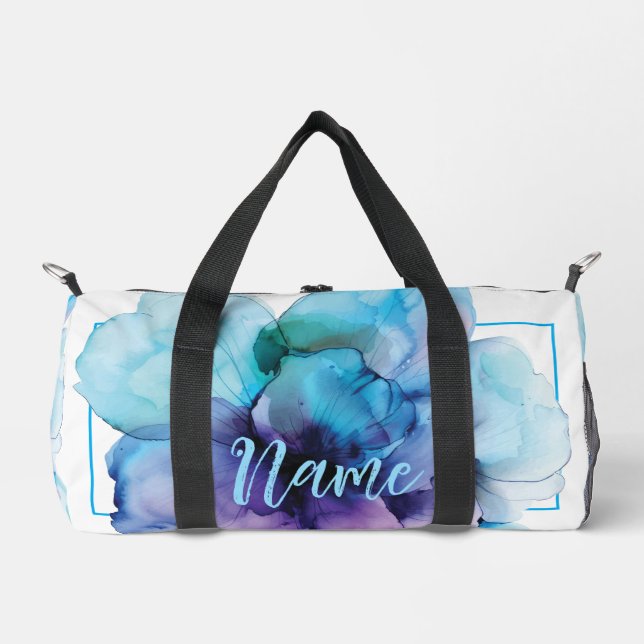Personalisiert 19" Duffle Bag - Aquarellfarben-Blu (Vorderseite)