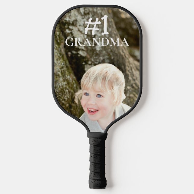 PERSONALISIERT #1 Oma Kid Foto Name Pickleball Schläger (Vorderseite)