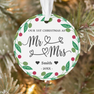 Personalisiert 1. Weihnachten als Mr. & Mrs. Foto Ornament