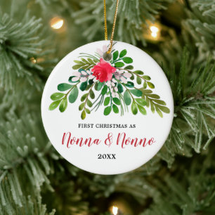 Personalisiert 1. Weihnachten als Nonna Nonno Ital Keramik Ornament