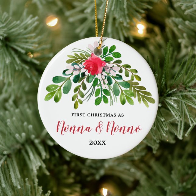 Personalisiert 1. Weihnachten als Nonna Nonno Ital Keramik Ornament (Baum)