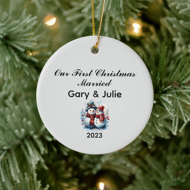 Personalisiert 1. Weihnachtsfest Verheiratet Keepa Keramik Ornament (Baum)