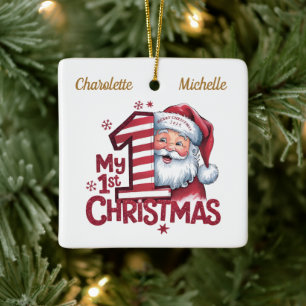 Personalisiert 1. Weihnachtsmädchen Santa Keramik Keramikornament