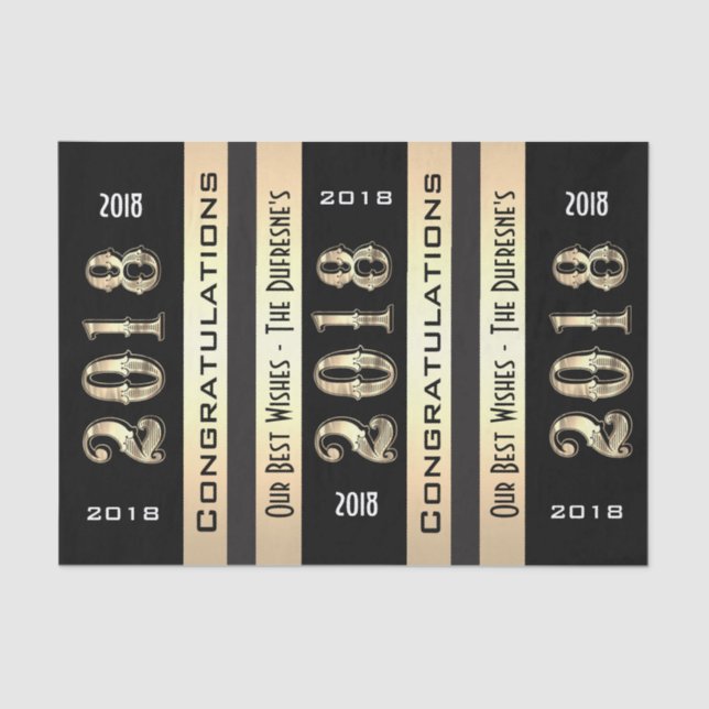 Personalisiert 2018 mit Ihrem Familiennamen-Abschl Seidenpapier (Vorderseite)