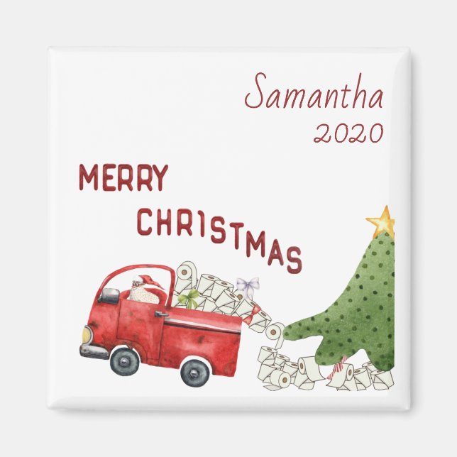 Personalisiert 2020 Red Truck Weihnachten Magnet (Vorne)