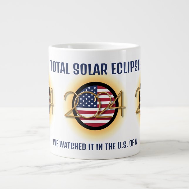 Personalisiert 2024 INSGESAMT SOLAR ECLIPSE USA Jumbo-Tasse (Vorderseite)