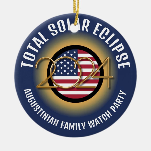 Personalisiert 2024 INSGESAMT SOLAR ECLIPSE USA Keramik Ornament (Vorne)