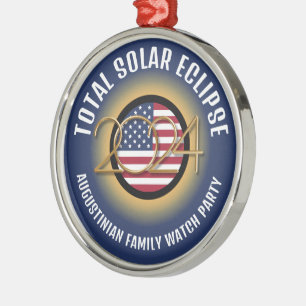 Personalisiert 2024 INSGESAMT SOLAR ECLIPSE USA Ornament Aus Metall