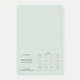 Personalisiert 2024 Monatlicher Kalender Grüne Lin Post-it Klebezettel