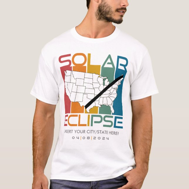 Personalisiert 2024 Solar Eclipse Souvenir Memento T-Shirt (Vorderseite)