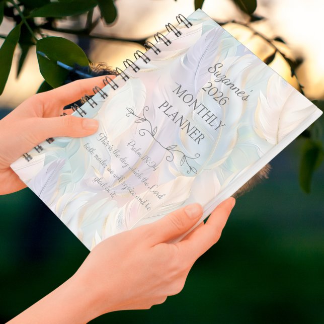 Personalisiert 2026 Boho Feather Psalms Bible Vers Planer (Personalized 2026 Boho Feather Psalms Bible Verse Planner)