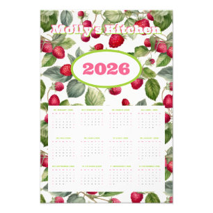 Personalisiert 2026 Himbeeren Aquarellkalender Fotodruck