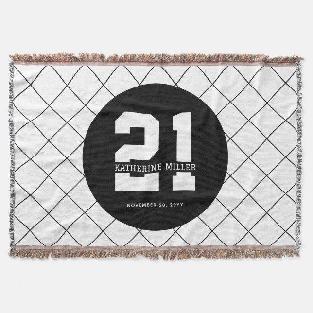 Personalisiert 21. Geburtstag Modern und elegant Decke (Vorderseite)