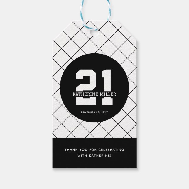 Personalisiert 21. Geburtstag Modern und elegant Geschenkanhänger (Vorderseite)