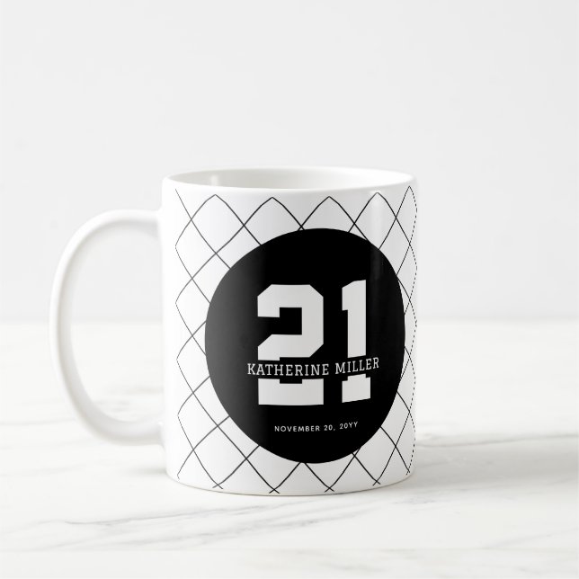 Personalisiert 21. Geburtstag Modern und elegant Kaffeetasse (Links)