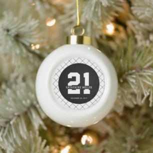 Personalisiert 21. Geburtstag Modern und elegant Keramik Kugel-Ornament
