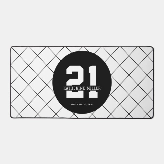 Personalisiert 21. Geburtstag Modern und elegant Schreibtischunterlage (Vorderseite)