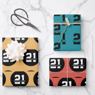 Personalisiert 21. Geburtstag Modernes Retro Geschenkpapier Set