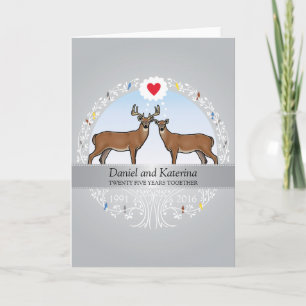 Personalisiert 25. Hochzeitstag, Buck & Doe Karte