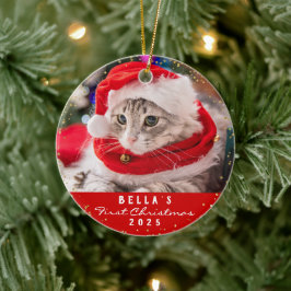 Personalisiert 2 Foto Hauskatze Meowy Weihnachten  Keramik Ornament