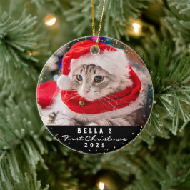 Personalisiert 2 Foto Hauskatze Meowy Weihnachten  Keramik Ornament