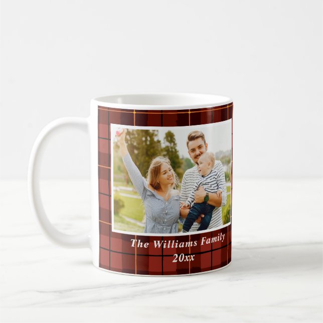Personalisiert 2 Foto Tartan Muster Merry Kariert Kaffeetasse (Links)