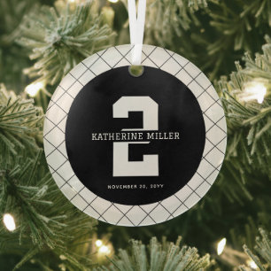 Personalisiert 2. Geburtstag Modern und elegant Ornament Aus Glas