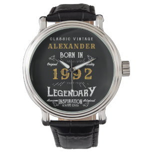 Personalisiert 30. Geburtstag 1992 Vintages Schwar Armbanduhr