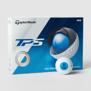 Personalisiert 3 Anfangsbuchstaben blau Golfball