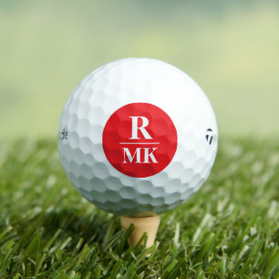 Personalisiert 3 Anfangsbuchstaben rot und weiß Golfball