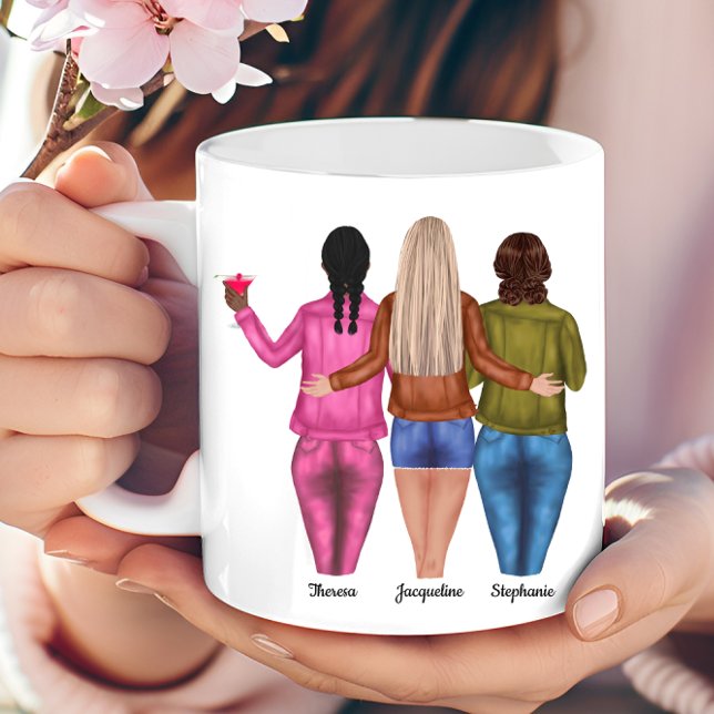 Personalisiert 3 Beste Freunde Kaffeetasse (Personalized 3 Best Friends Coffee Mug)