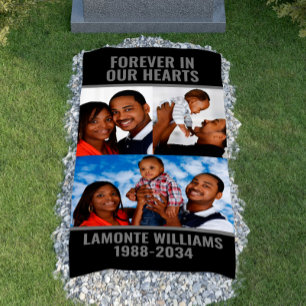 Personalisiert 3 Foto Collage Grave Blanket Cover Banner