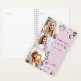 Personalisiert 3 Foto Rosa Blüte 2023 Planer