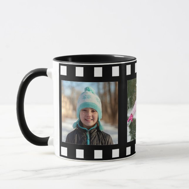 Personalisiert 3 Foto Schwarzer Film Rolle Tasse (Links)