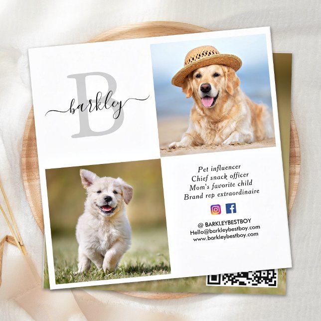 Personalisiert 3 Foto Social Media QR-Code Quadratische Visitenkarte (Von Creator hochgeladen)