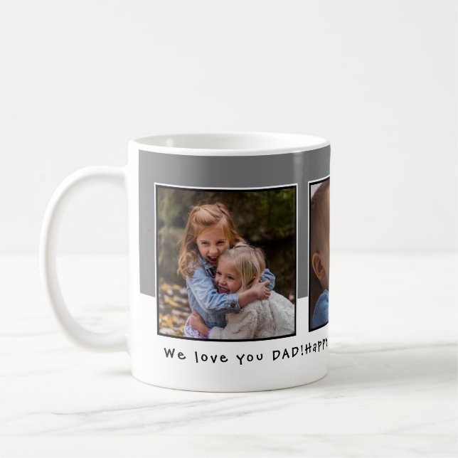 Personalisiert 3 Foto Vatertag Kaffeetasse (Links)