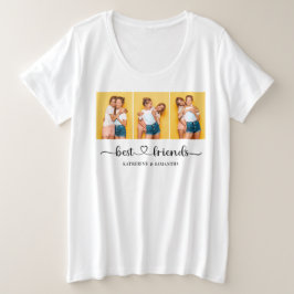 Personalisiert 3 FotoCollage Beste Freundinnen Große Größe T-Shirt