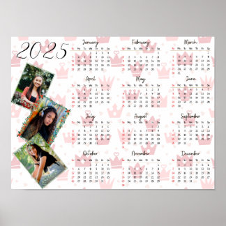 Personalisiert 3 Fotocollage Family 2025 Kalender Poster