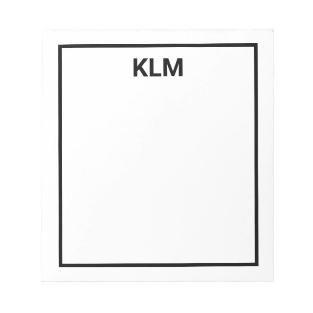 Personalisiert 3-Letter-Monogramm-Editor Notizblock (Vorderseite)