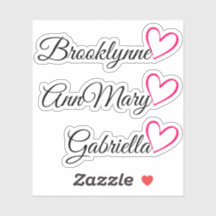 Personalisiert 3 Namen Text Pink Kalligraphie Herz