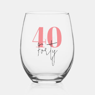 Personalisiert 40. Geburtstag Weinglas Ohne Stiel